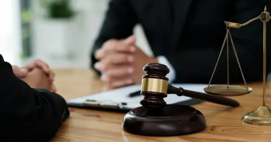 attorney talking to a client